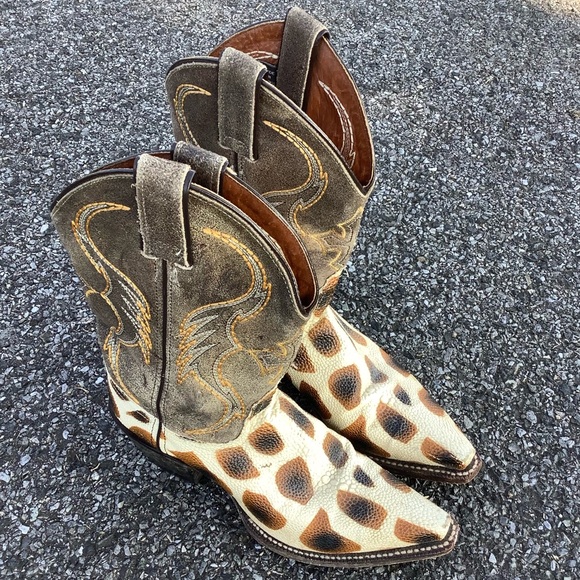 Nocona Shoes - Vintage Nocona RARE Boots Womens 7.5 Leather Animal Print Western Cowboy Cowgirl
